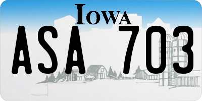 IA license plate ASA703