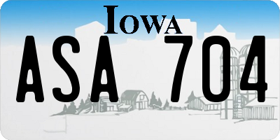 IA license plate ASA704