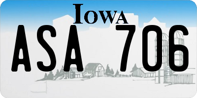 IA license plate ASA706