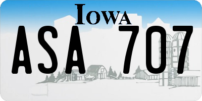 IA license plate ASA707