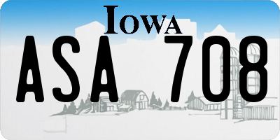 IA license plate ASA708