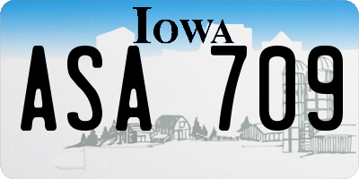 IA license plate ASA709