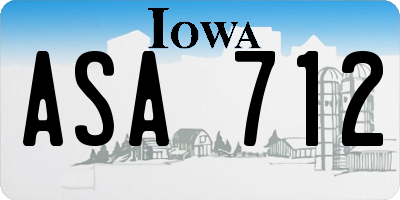 IA license plate ASA712