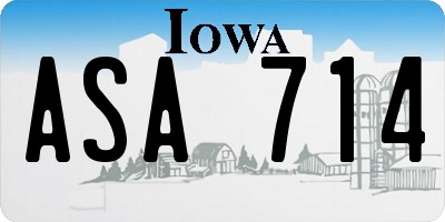 IA license plate ASA714