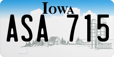 IA license plate ASA715
