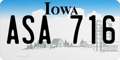 IA license plate ASA716