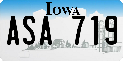 IA license plate ASA719