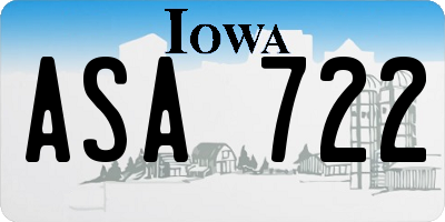 IA license plate ASA722