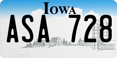 IA license plate ASA728