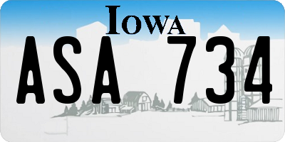 IA license plate ASA734