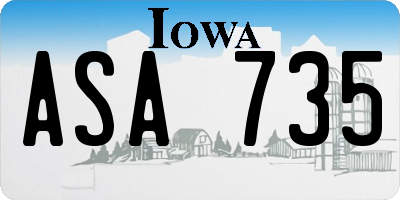 IA license plate ASA735