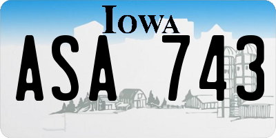 IA license plate ASA743