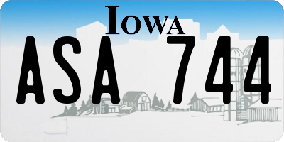 IA license plate ASA744