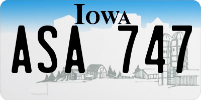 IA license plate ASA747