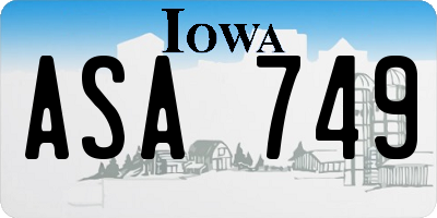 IA license plate ASA749
