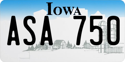 IA license plate ASA750