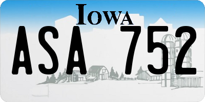 IA license plate ASA752