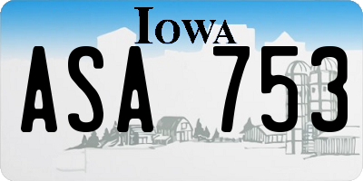 IA license plate ASA753