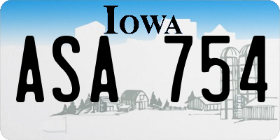 IA license plate ASA754