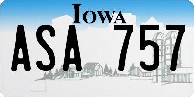 IA license plate ASA757