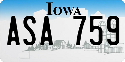 IA license plate ASA759