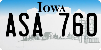 IA license plate ASA760