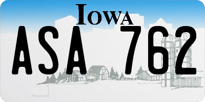 IA license plate ASA762