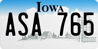 IA license plate ASA765
