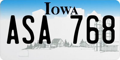 IA license plate ASA768