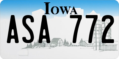 IA license plate ASA772