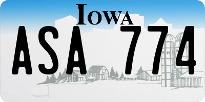 IA license plate ASA774