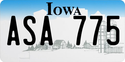 IA license plate ASA775