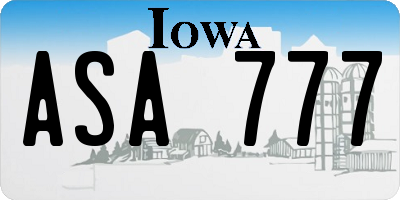 IA license plate ASA777