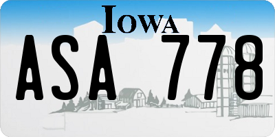 IA license plate ASA778