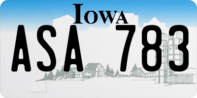 IA license plate ASA783