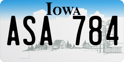 IA license plate ASA784