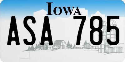 IA license plate ASA785