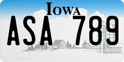 IA license plate ASA789