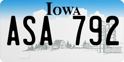 IA license plate ASA792