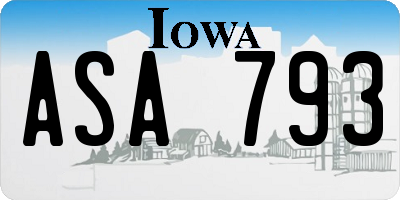 IA license plate ASA793
