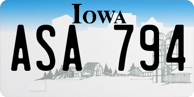 IA license plate ASA794