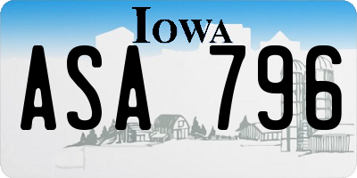 IA license plate ASA796