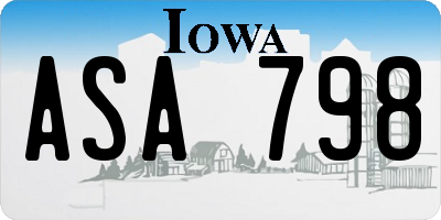 IA license plate ASA798