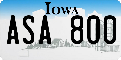 IA license plate ASA800