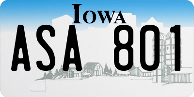 IA license plate ASA801