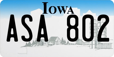 IA license plate ASA802