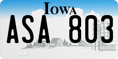 IA license plate ASA803