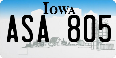 IA license plate ASA805