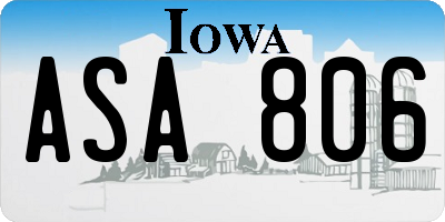 IA license plate ASA806