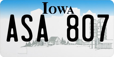 IA license plate ASA807